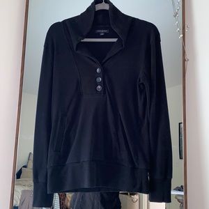 Black shawl collared sweater.